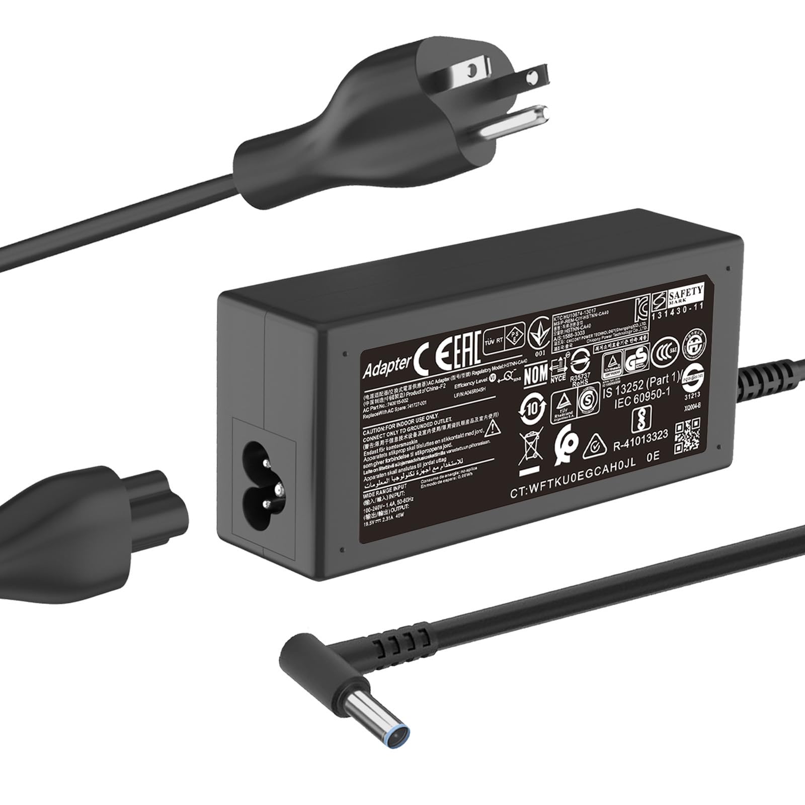 45W 19.5V 2.31A Laptop Charger Compatible with HP Pavilion x360 15-f272wm 15-f233wm 15-f211wm 741727-001 740015-001 l25296-001 213349-009 Blue Tip