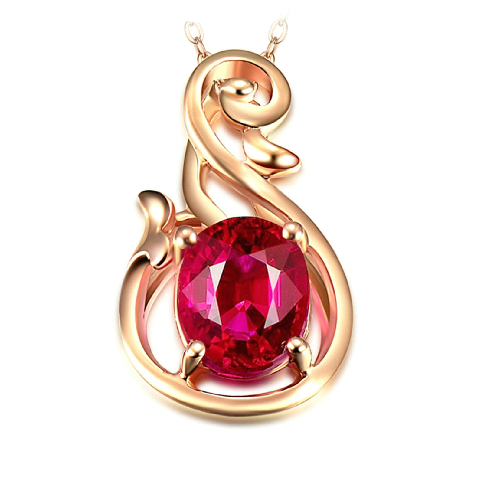 Łańcuszek damski z czerwonego złota, prawdziwe 750 585 375, zawieszka charms, nieskończoność z czerwonym turmalinem, 1,35 ct, łańcuszek damski, 45 cm, na wesele
