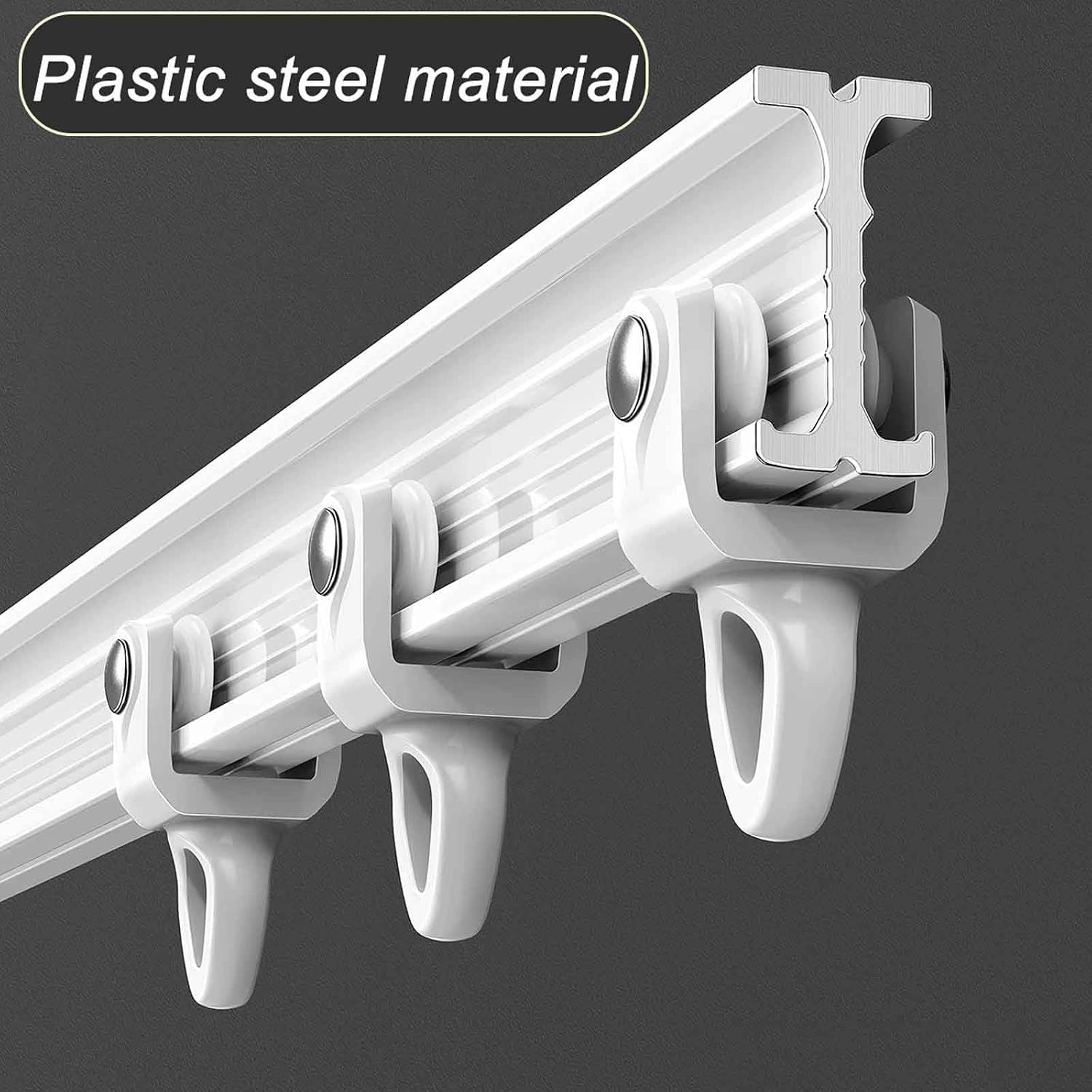 Double Curtain Track Curved, Ceiling Curtain Track Set Customizable with Silent Roller Flexible Bendable Rail for Living Room Bedroom Room Divider(L 17ft/5.2m)