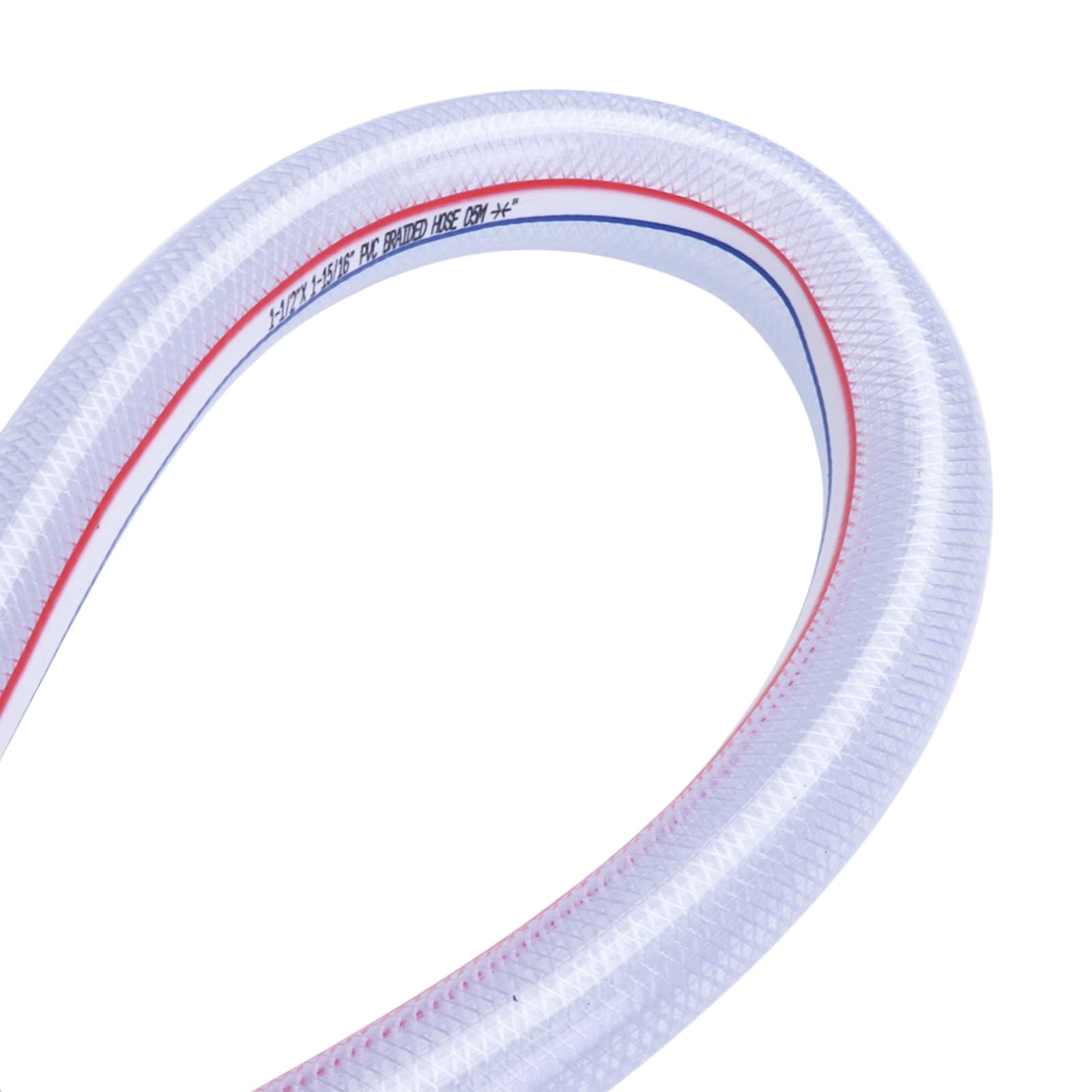 Tubo flessibile in PVC intrecciato morbido, diametro interno 3,8 cm x diametro esterno 3,8 cm x diametro esterno 3,5 cm, ad alta pressione, trasparente, flessibile, in PVC, rinforzato per