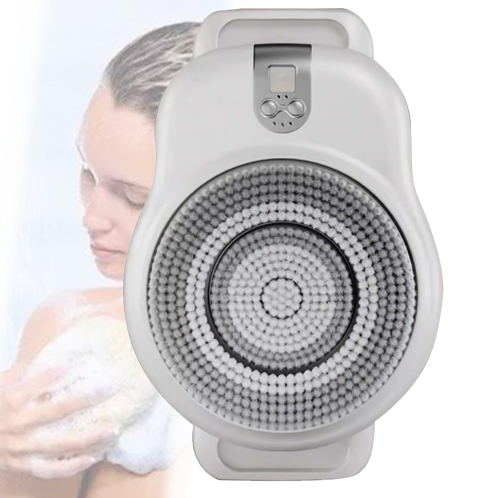 Brosse De Douche Murale pour Le Dos,Brosse éLectrique pour Le Corps,RéGlage à 2 Vitesses,Plaque De Brosse De 18cm, Plaque De Brosse Fendue,Batterie De 2600mah,pour Le Nettoyage du Corps