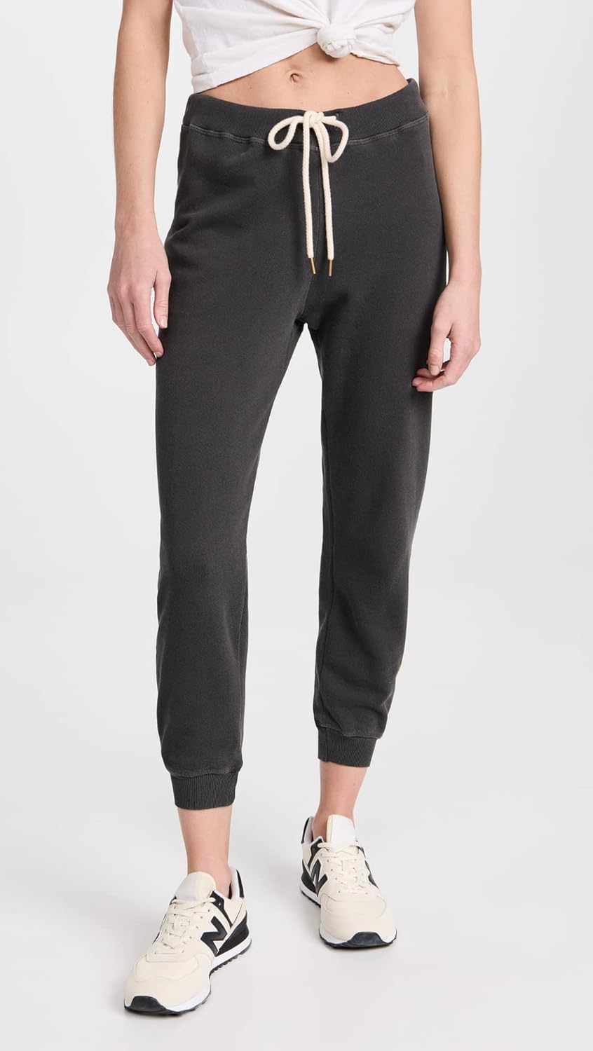 THE GREAT. Women's The Cropped Sweatpants, Washed Black, L - Image 2