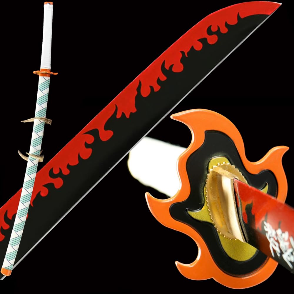 HERO SWORD Japanese Anime Sword, Hand Forged 1045 Carbon Steel Samurai Katana, Full Tang Handmade Japanese Sword, Sharp Practical Katana, Demon Slayer Sword