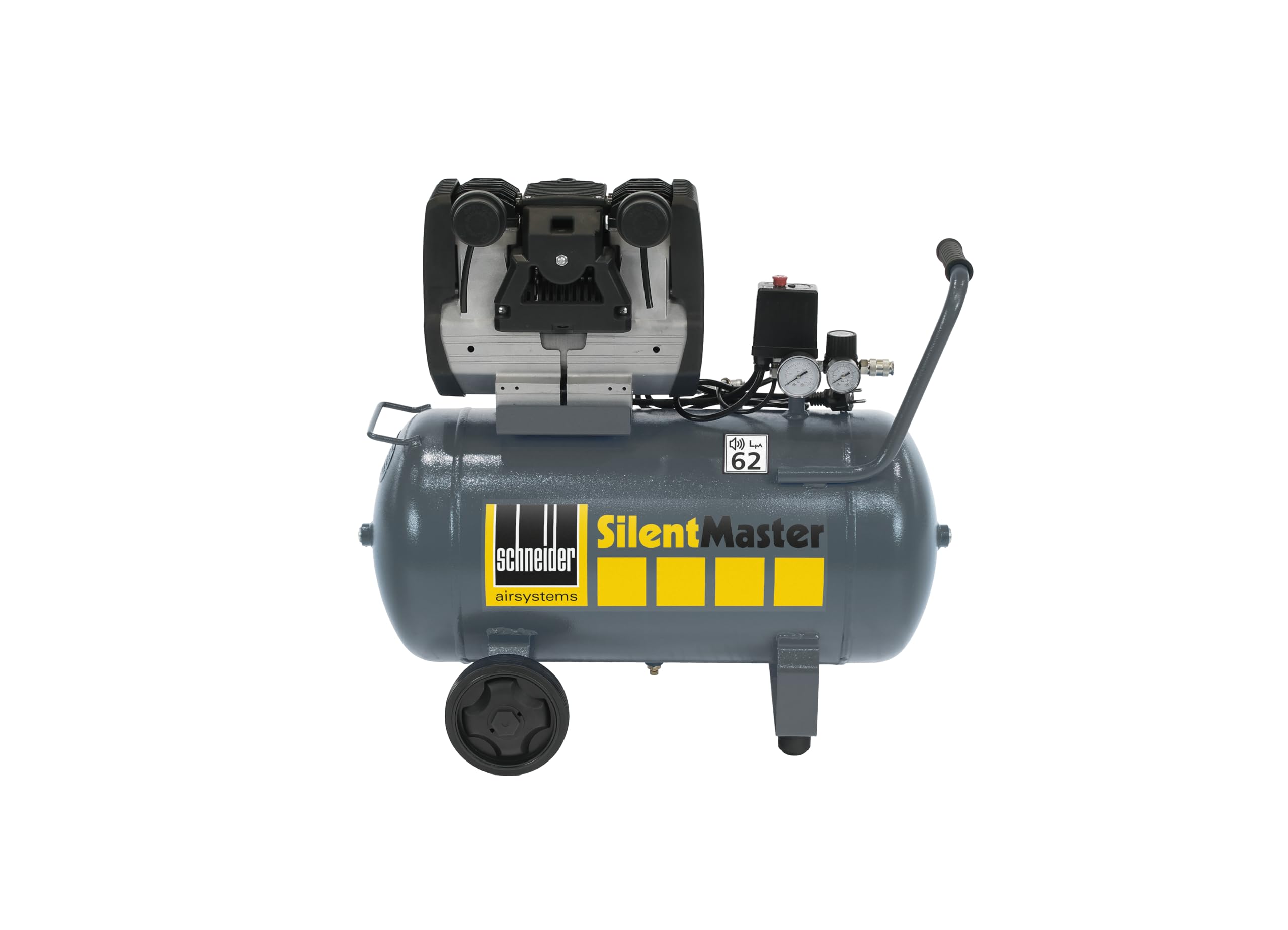 SCHNEIDER SILENTMASTER Luftkompressor 50 Liter Ölfrei Maximaler Druck 9 Bar Leistung: 2 PS Geräuschpegel: 62 dB LwA