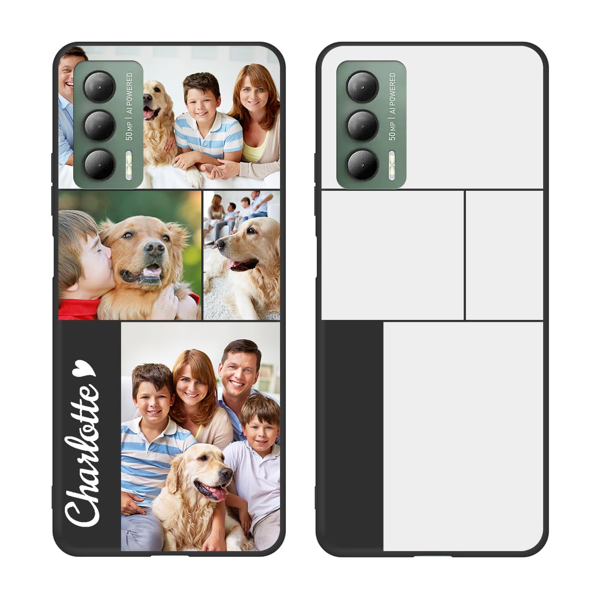 Styletify Custom Phone Case for Cricket Outlast,Multi-Picture Collages Personalized Photo Text Case Anti-Scratch Drop Proof Protective Cover Black