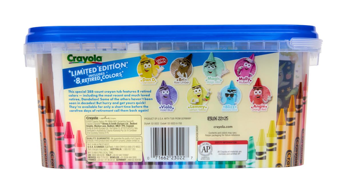 CRAYOLA Buntstiftwanne (288 ct), Großpackung Buntstifte für Kinder, limitierte Auflage, Buntstiftfarben, Klassenzimmer-Kunstbedarf für Vorschule und Kindergarten,