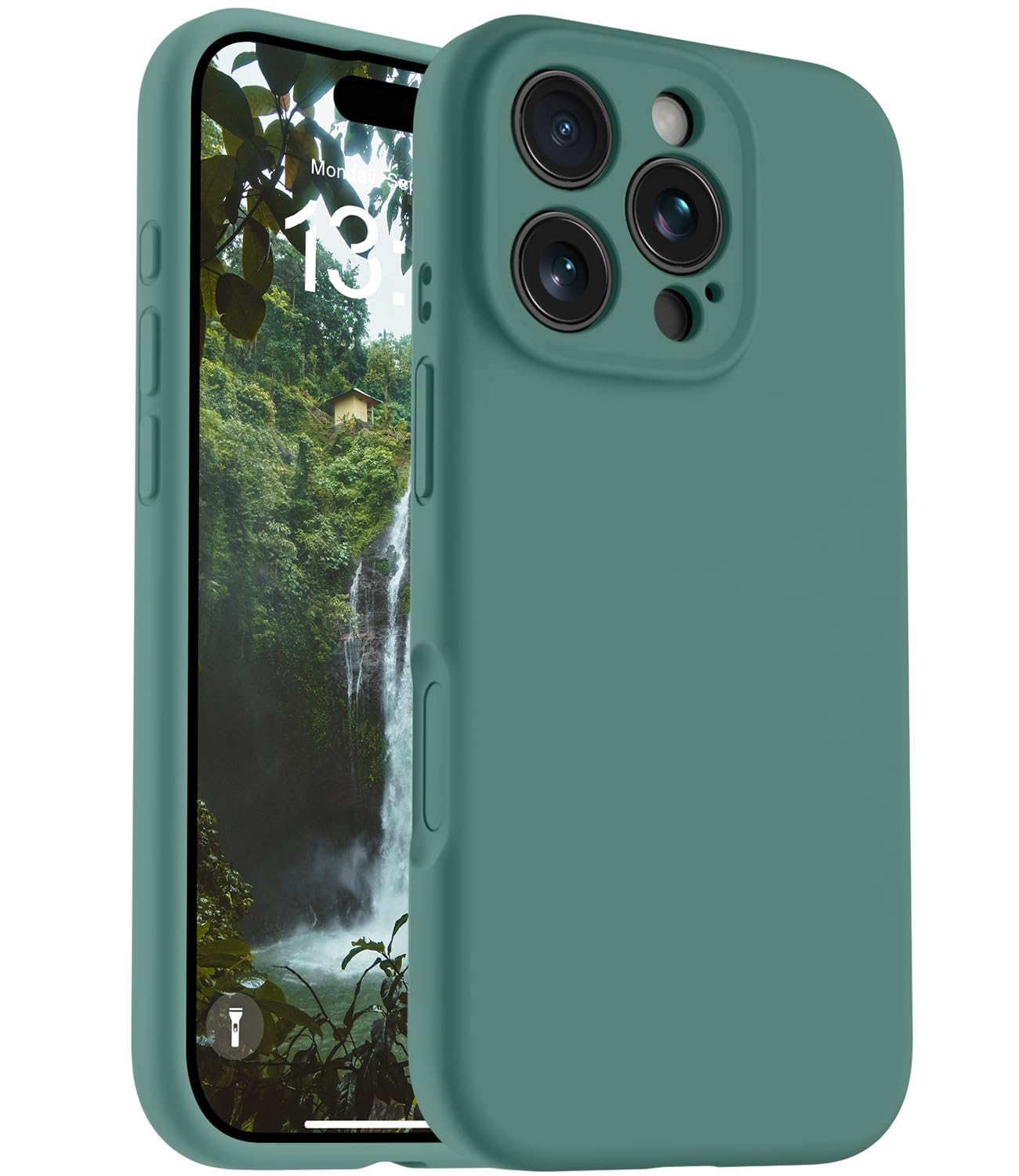 Photo 1 of OTOFLY Magnetic for iPhone 16 Pro Max Case,Compatible with Magsafe,Classic Liquid Silicone Mobile Phone Case,Integrated Camera Control Button,Anti-Scratch Microfiber Lining, Pine Green