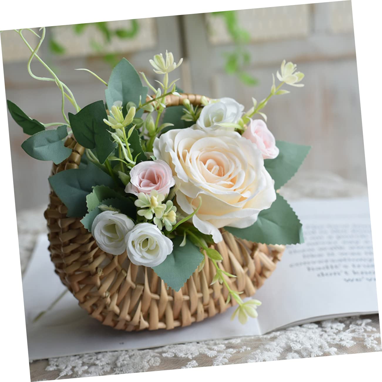 Garneck 3 Stück Geflochtene Blumenarrangement-körbe Weidenkörbchen Mit Griffen Für Hochzeiten Rustikale Blumenmädchen-körbe Weidenkörbe Für Gastgeschenke Dekorative Aufbewahrungskörbe