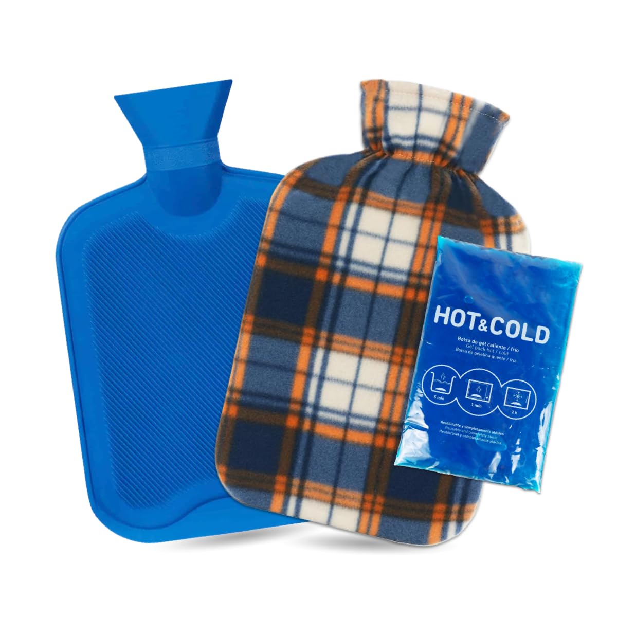 Bolsa de Agua Caliente 2L con Funda - Ideal para Alivio de Dolor y Relajación - Apta para Uso en Invierno y Terapias - Bolsa Frío Calor Reutilizable para Mayor Versatilidad