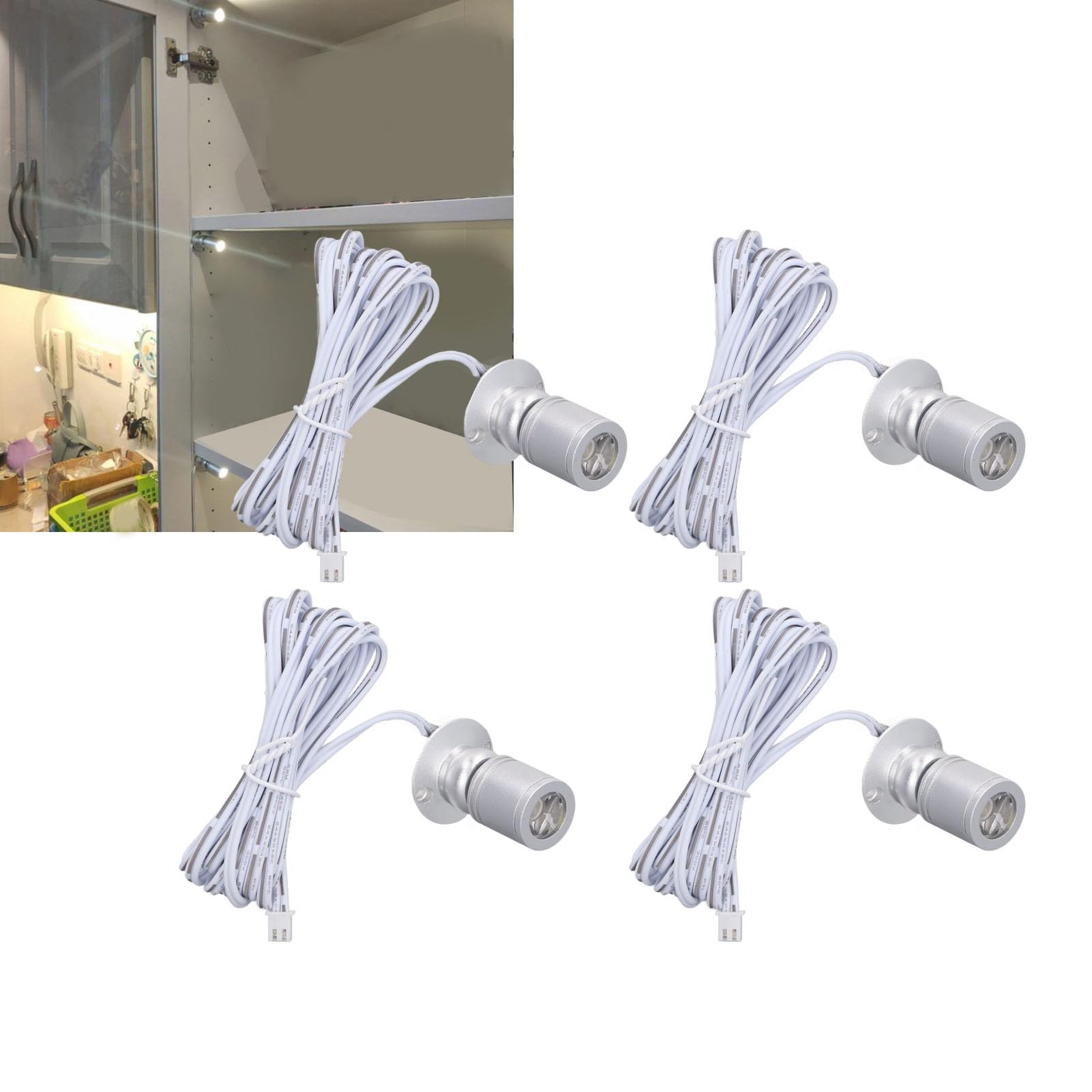 4 Faretti Con Display A Led, Mini Faretti Dimmerabili Da 5 V, Alimentati Tramite Usb Faretti Da Interni Faretti Con Display A Led Per Vetrina Di Gioielli, Portico D'ingresso (Luz De La Naturaleza)