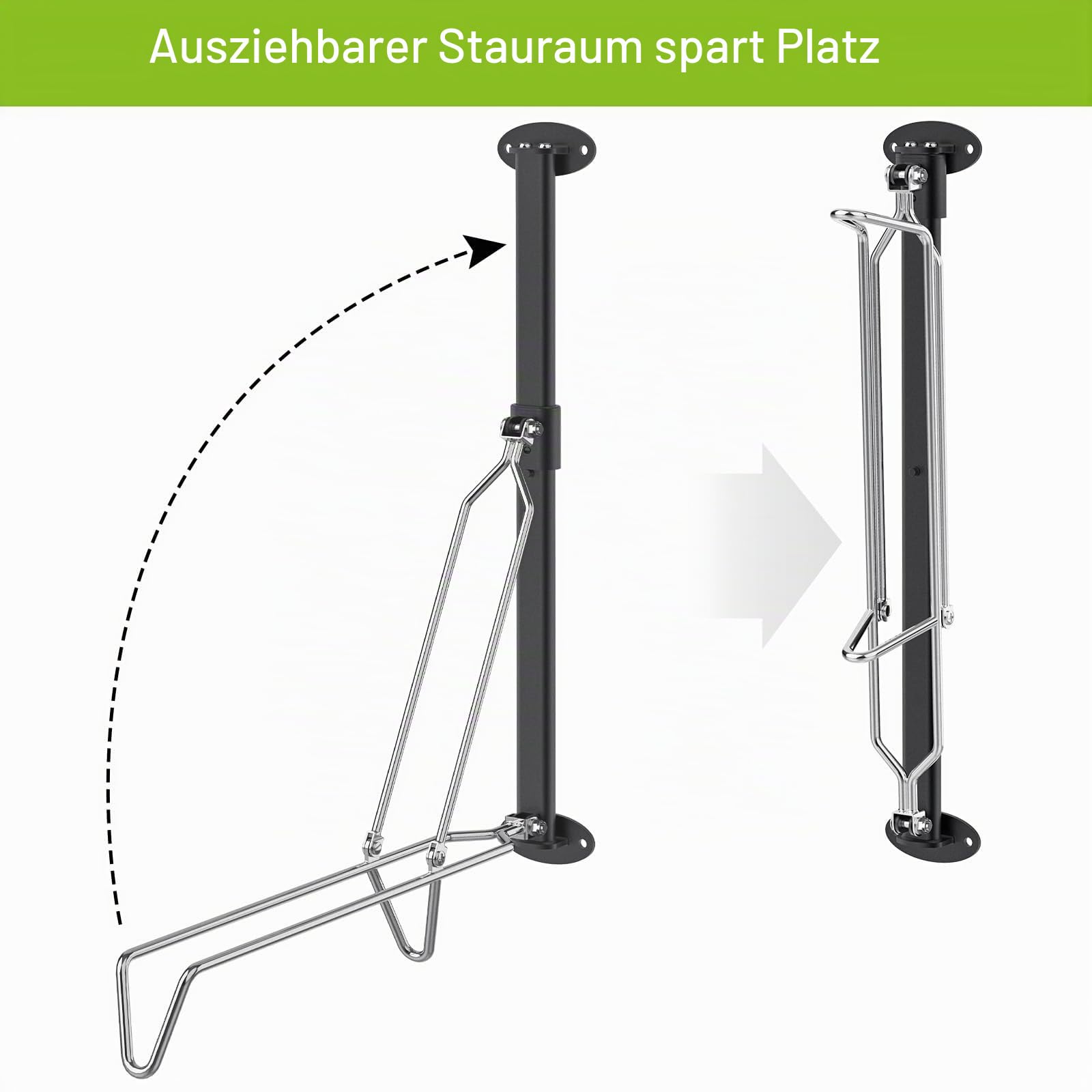 Insaga Fahrradständer – Fahrrad Wandhalterung ohne Schweres Heben für Rennräder, Hybridräder, Trägt 35 kg, Höhenverstellbar Für 50-80cm Reifen, Klappbare Wandmontage für Platzsparende Aufbewahrung