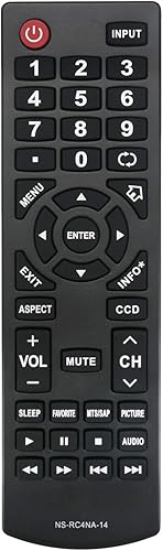 Beyution Nuevo control remoto NS-RC4NA-14 RC4NA14 para Insignia TV NS-28ED200NA14 NS-50D400NA14 NS-19ED200NA14 55E4400A14 NS-58E4400A14