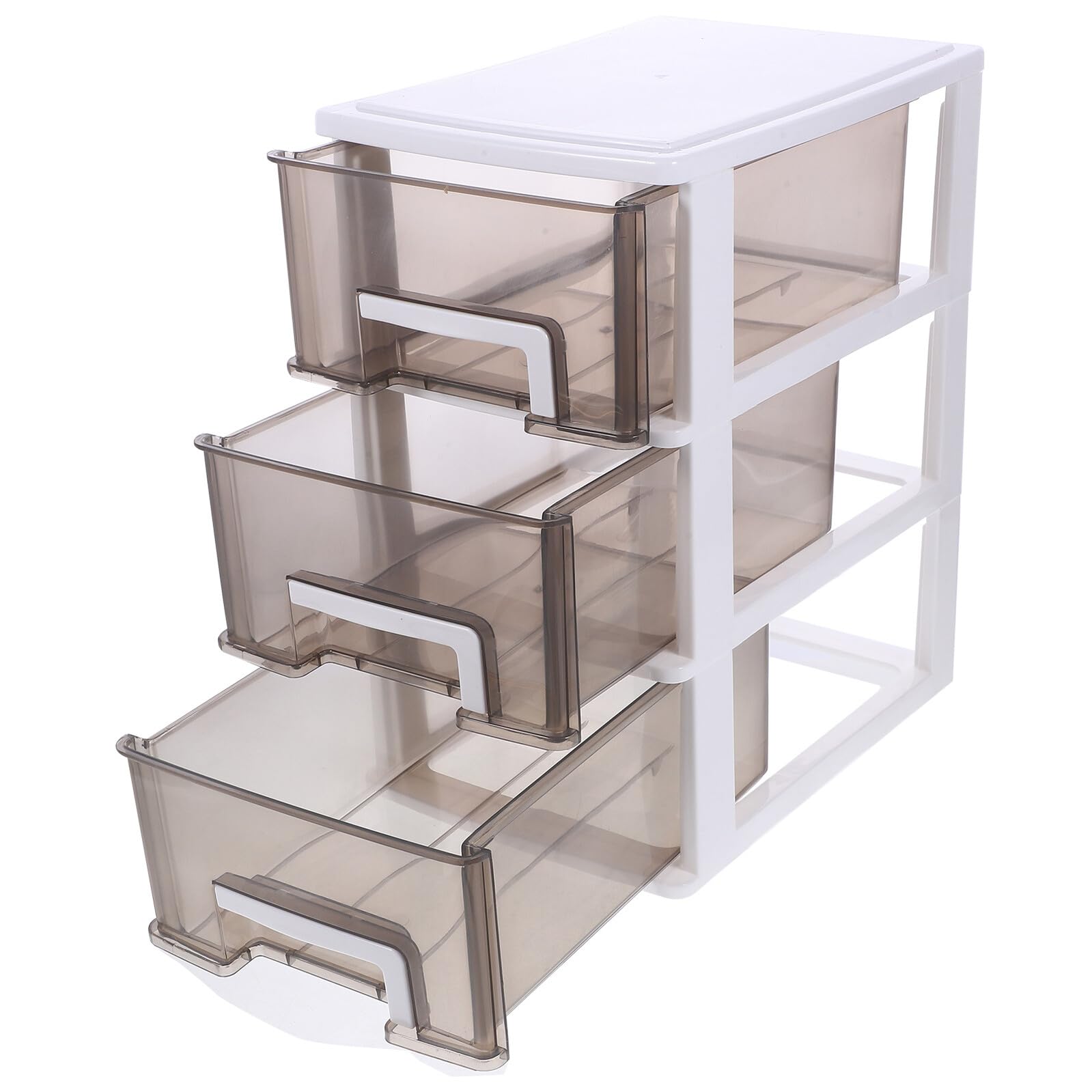 Boîte de rangement plastique tiroir moyenne 3 couches transparente et noire amovible