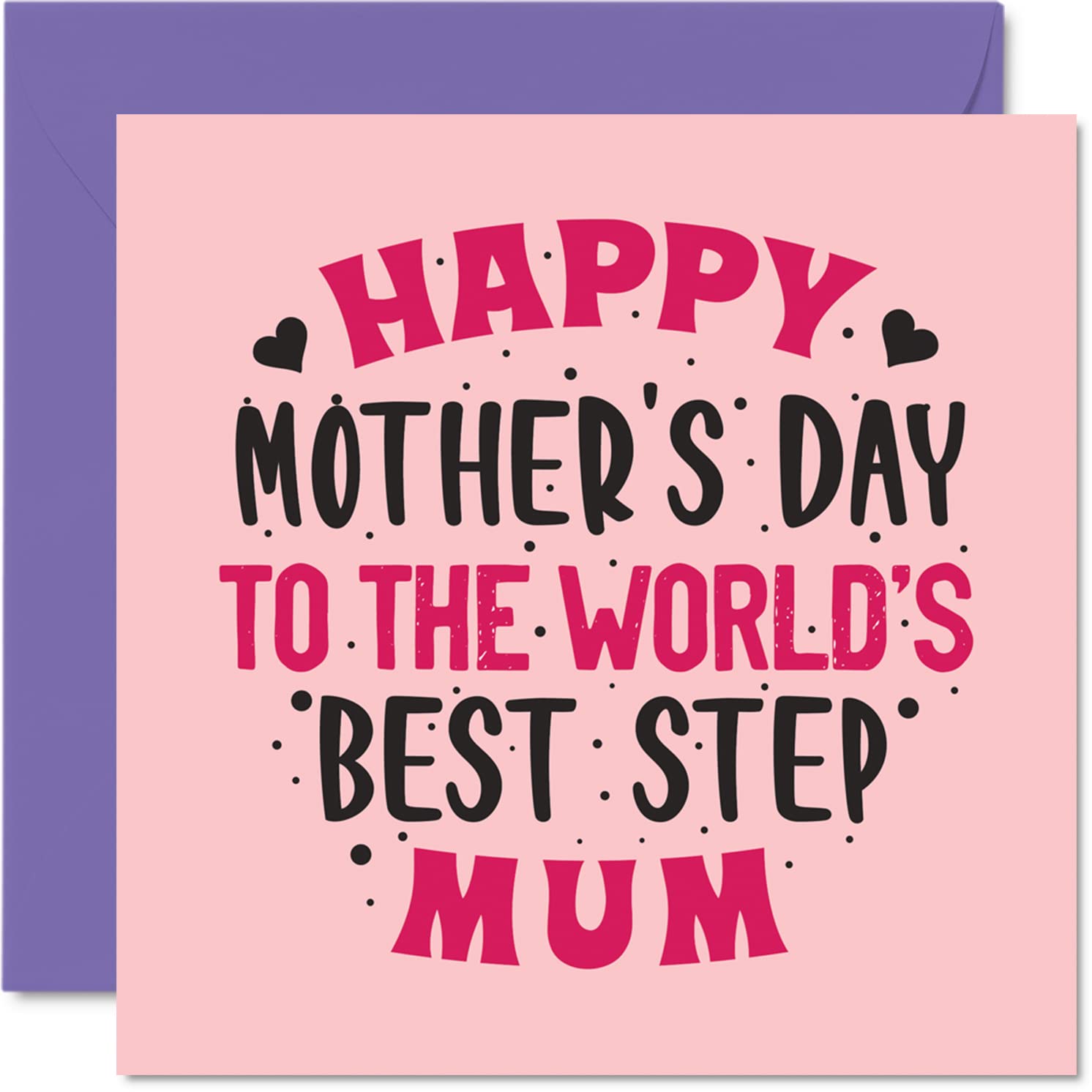 Step Mum Mothers Day Card - World's Best Step Mum - Novelty Happy Mother's Day Card Gifts from Step-Son Daughter, 145mm Mum's Greeting Cards for Mama Mom Mam Mammy Mommy