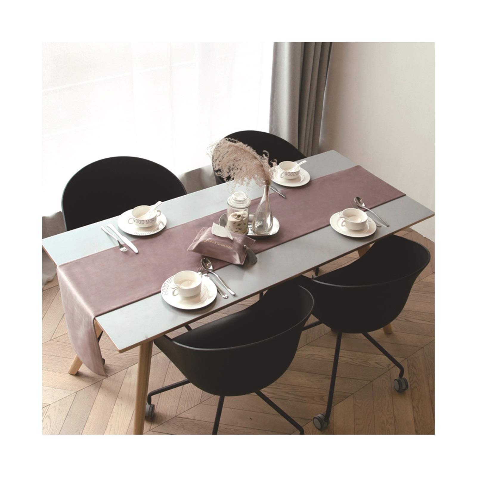 Mesnt Runner Rosa Tavolo, Velluto Colore solido Runner da Tavola per matrimoni Cucina per picnic (Rosa, 32 x 160 cm