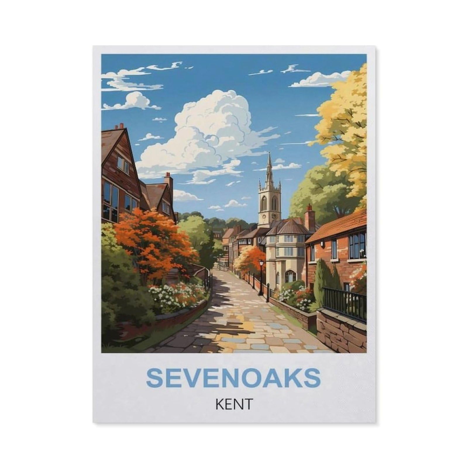 Vintage Wall Decor Metal Poster Plaque，Sevenoaks Kent(15x30cm）