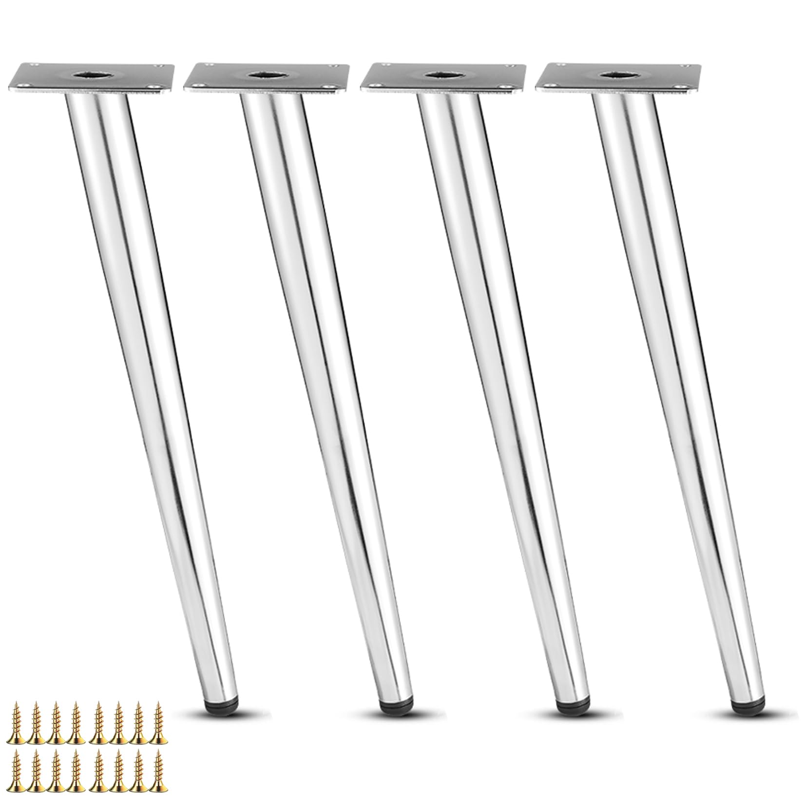 4X Patas Inclinadas para Muebles,Patas de Mesa de Metal,Pies de Sofá Cónicas,Piernas de Repuesto para Armario,Gabinetes de TV,Cajones,Mesita de Noche,con Tornillos,Plata (35cm)