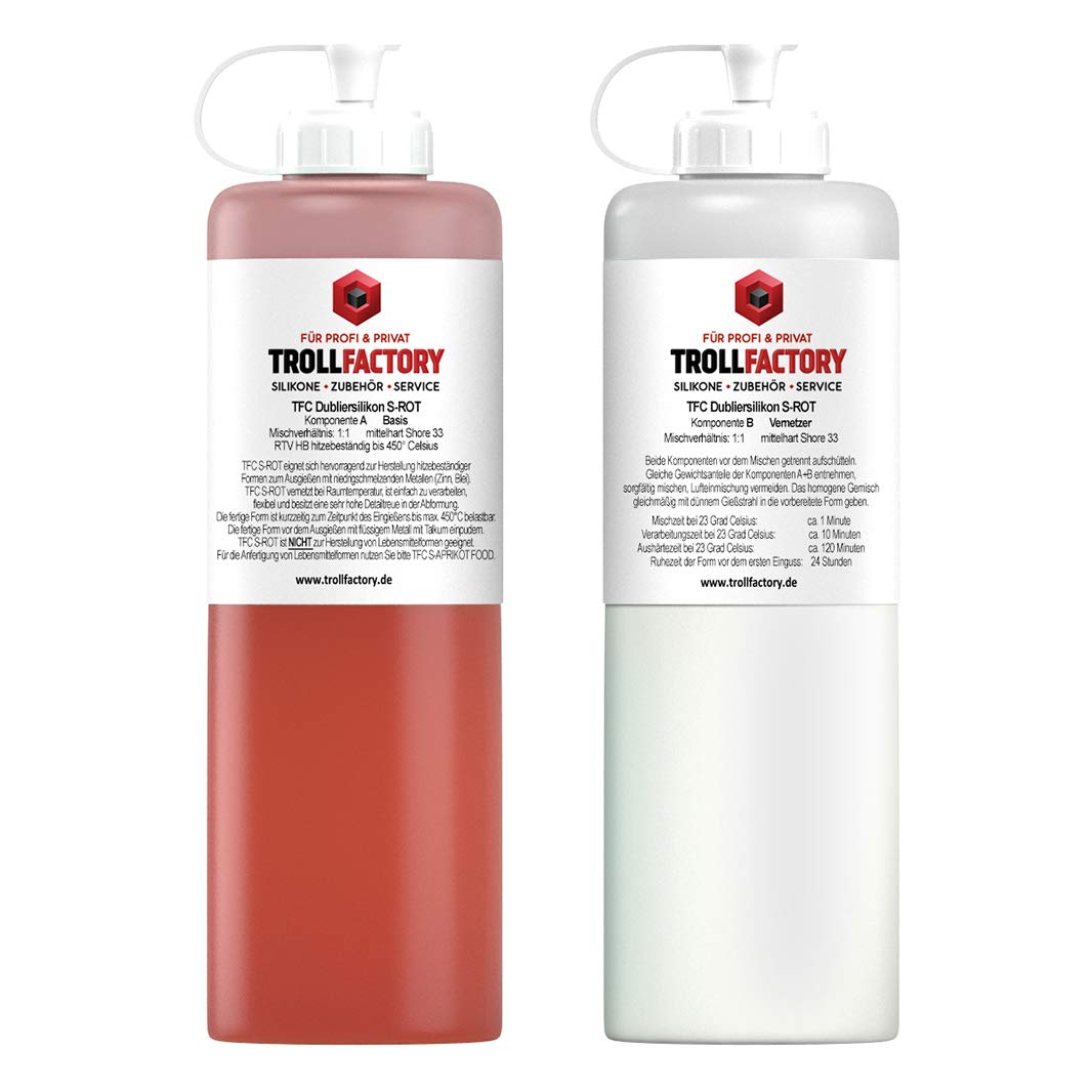 TFC silikon do depilacji S-czerwony średnio twardy Shore 33 1:1 HB 500 g