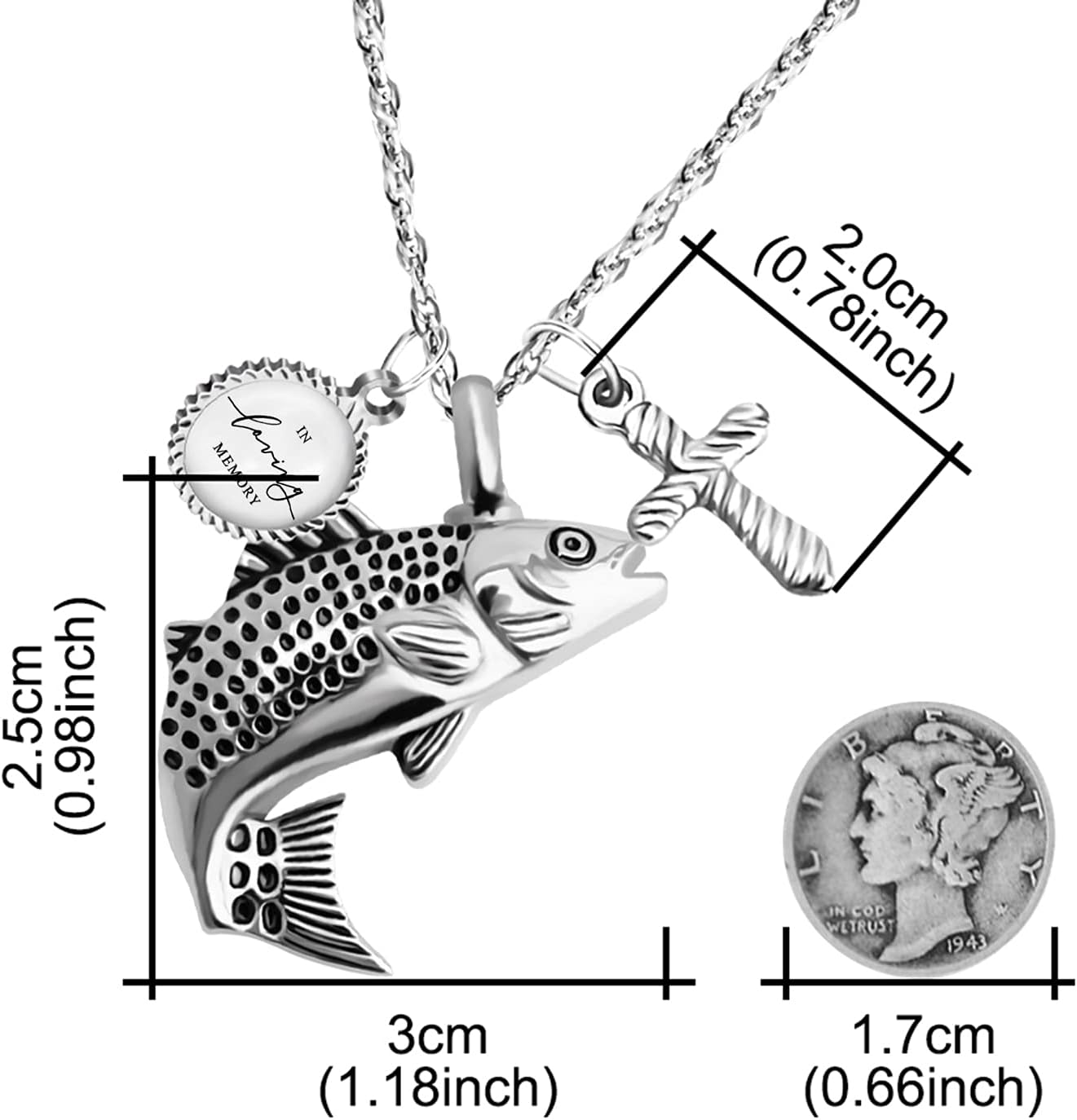 Dletay Fish Cremation Jewelry for Ashes Memorial Ashes Keepsake Necklace Urn Necklace Pendant - Image 4