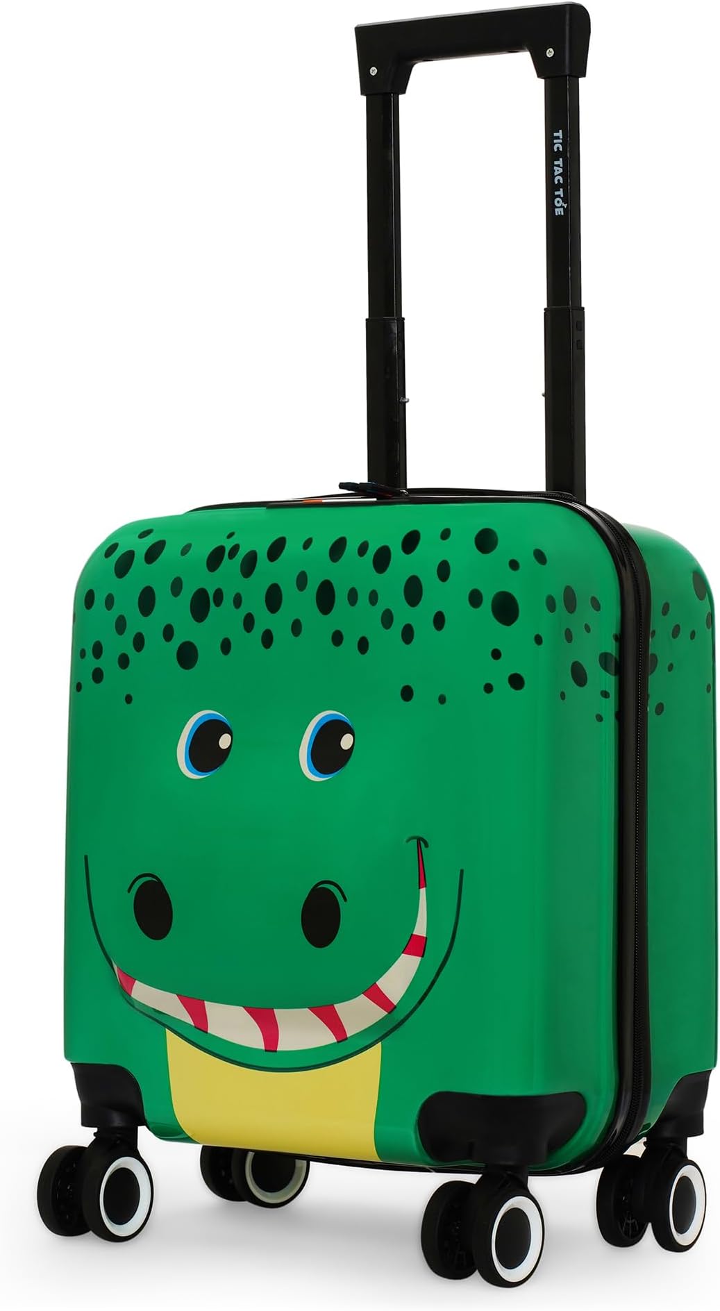 Tic Tac Toe Polycarbonate Spinner Hard-Sided Cabin Luggage for Kids Green 44cm|17inch Kids Trolley Bag |Zoo Crocodile