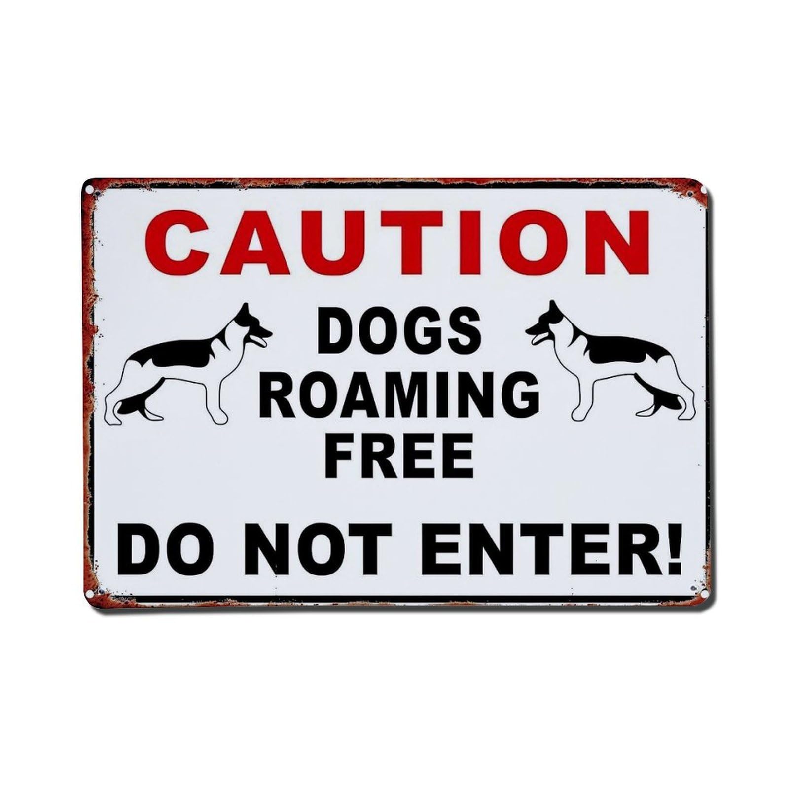 Caution Dogs Roaming Free Do Not Enter Tin Sign Metal Poster Vintage Metal Signs for Home Man Cave Bar Cafe Kitchen laundry room Wall Decorations Gift 8x12Inch