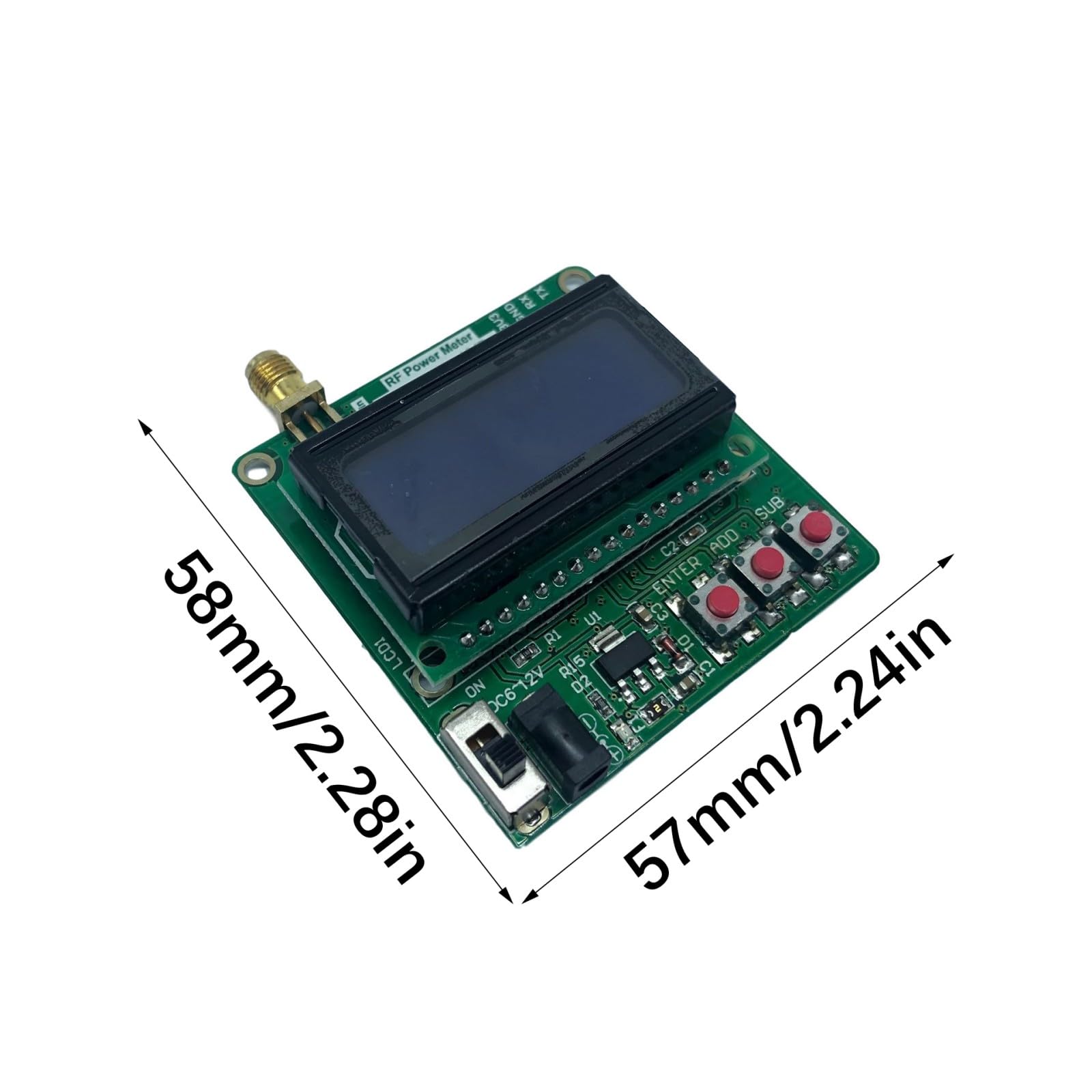 Misuratore potenza digitale LCD -75~16dBm 1-600MHz Misuratore potenza del rilevatore logaritmico con valore attenuazione della radiofrequenza