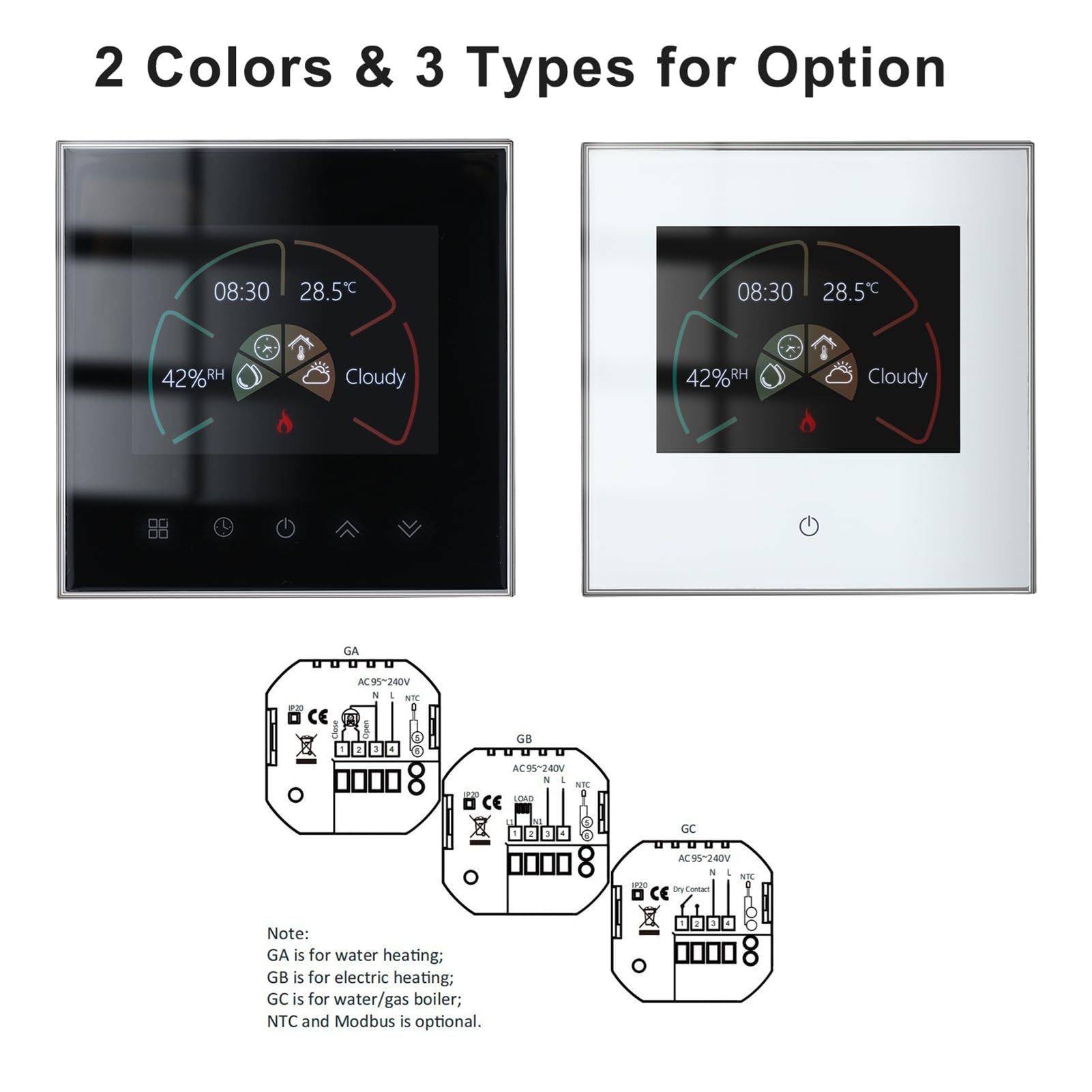WIFI Smart Thermostat, Smartphone App Pilot Control, Smart Home System Voice Control, Tryb Ręczny i Tryb Programowania, Dzielenie się rodziną do Ogrzewania Wody i podłogę elektryczną (Ogrzewanie
