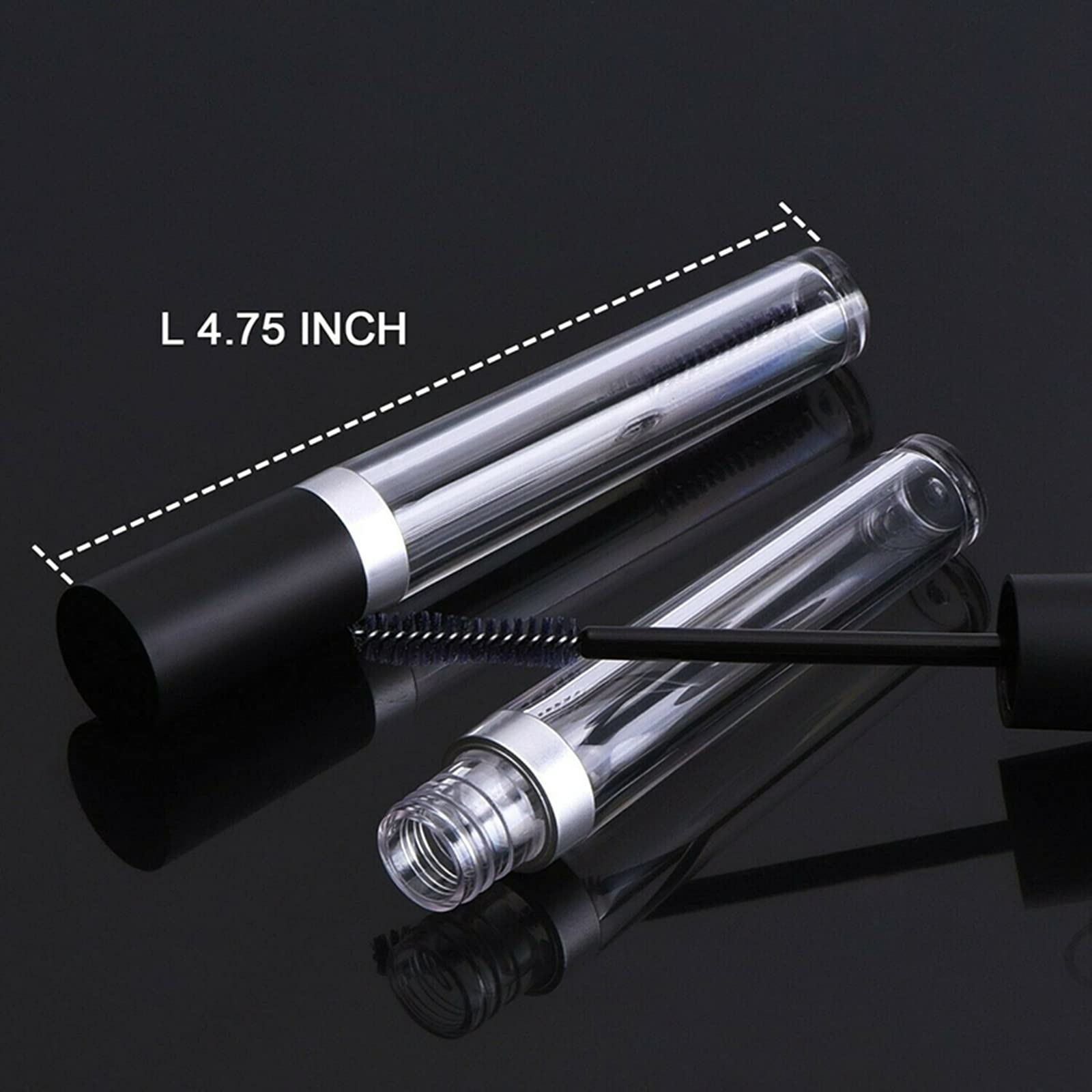 Tubo de rímel vacío y varita delineador de ojos, tubo de rímel de 0.3 fl oz, botella contenedor de pestañas, tubos vacíos y delineadores de ojos transparentes de 0.2 fl oz (0.2 fl oz) con inserciones 2
