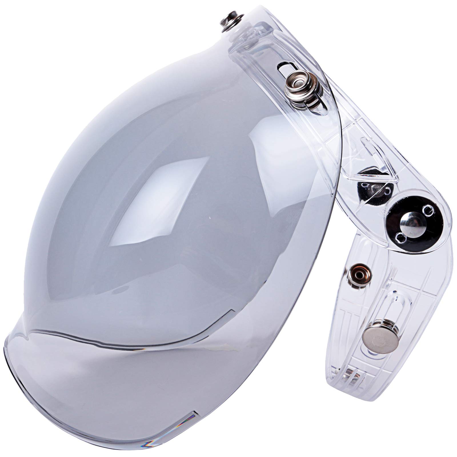 Universal 3 Snap Retro Motorcycle Helmet Visor Shield - Clear Bubble Visor for Open Face Helmets in 9 Colors, Unisex