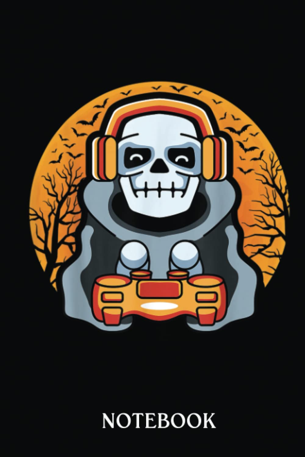 Halloween Skeleton Gamer Boys Kids Video Games Gaming Moon: Wide Ruled 6x9 120 Pages Notebook | For Sketching and Writing | Gift For Kids, Teens and Adult