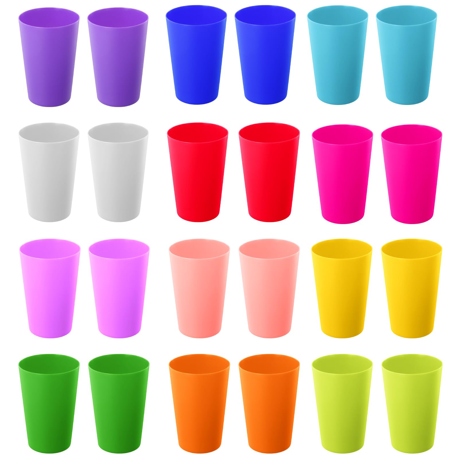 badaren Confezione da 24 Bicchieri Plastica Riutilizzabili, Bicchieri Plastica Dura 260 ml, 8 Colori - Perfetti per Feste, Cucina, Picnic, Campeggio, Viaggi (24 pezzi