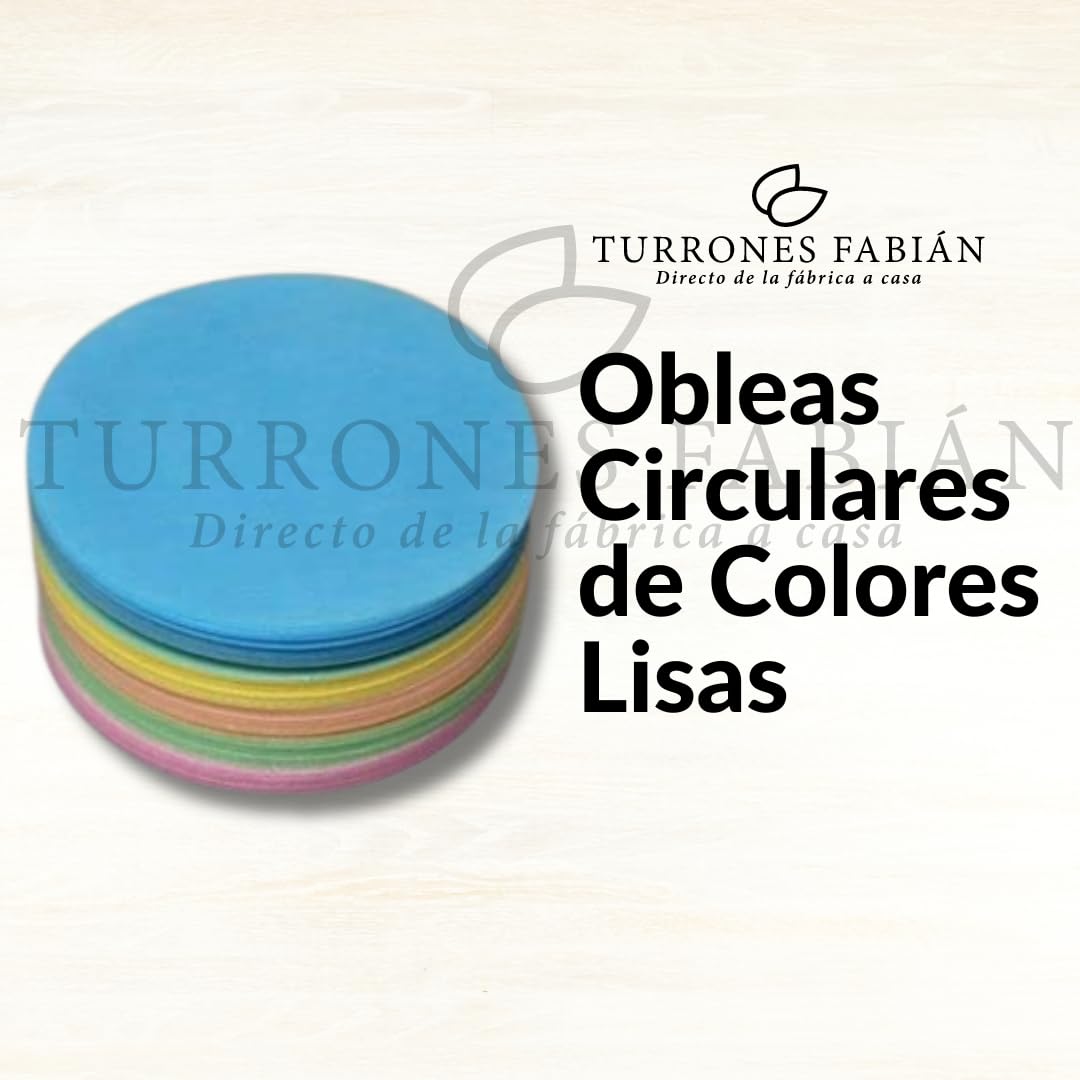 Obleas circulares de colores lisas [25 Hojas] Comestibles de Fécula de PATATA - 180mm diametro