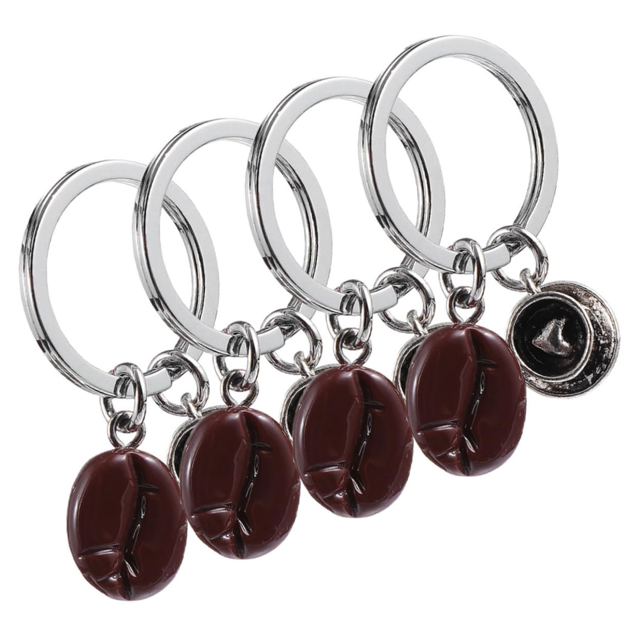 ifundom 4Pcs Cute Heart Coffee Bean Keychains for Backpacks Purses and Bags Creative Pendant Accessories for Boys Coffee Lovers and Decor
