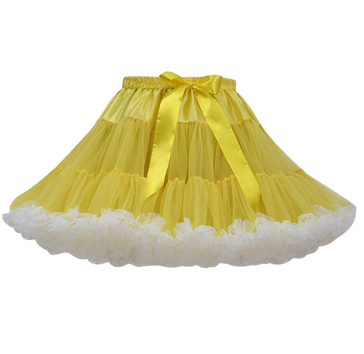 Pengniao Women's Yellow White Tutu Skirt Adult Puffy Tutu Skirts Tiered Tutus For Ruffle Fluffy Tulle Skirts For Adults Layered Tutu Underskirt Petticoat Fancy Dress Tutu Costumes Ballet Dance Tutus Party