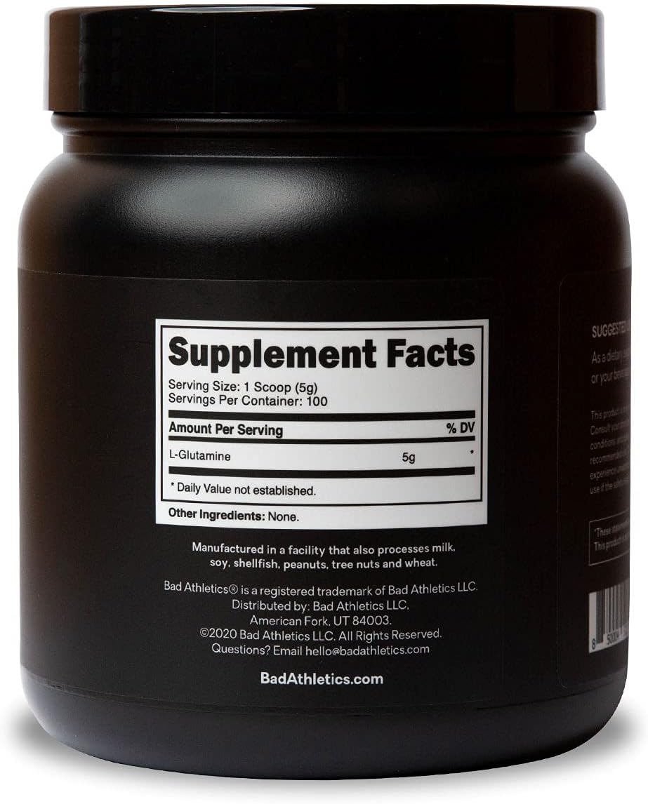 Bad Athletics L-Glutamine Powder 5000mg | Immune and Intestinal Supplement | 100 Servings : Health & Household