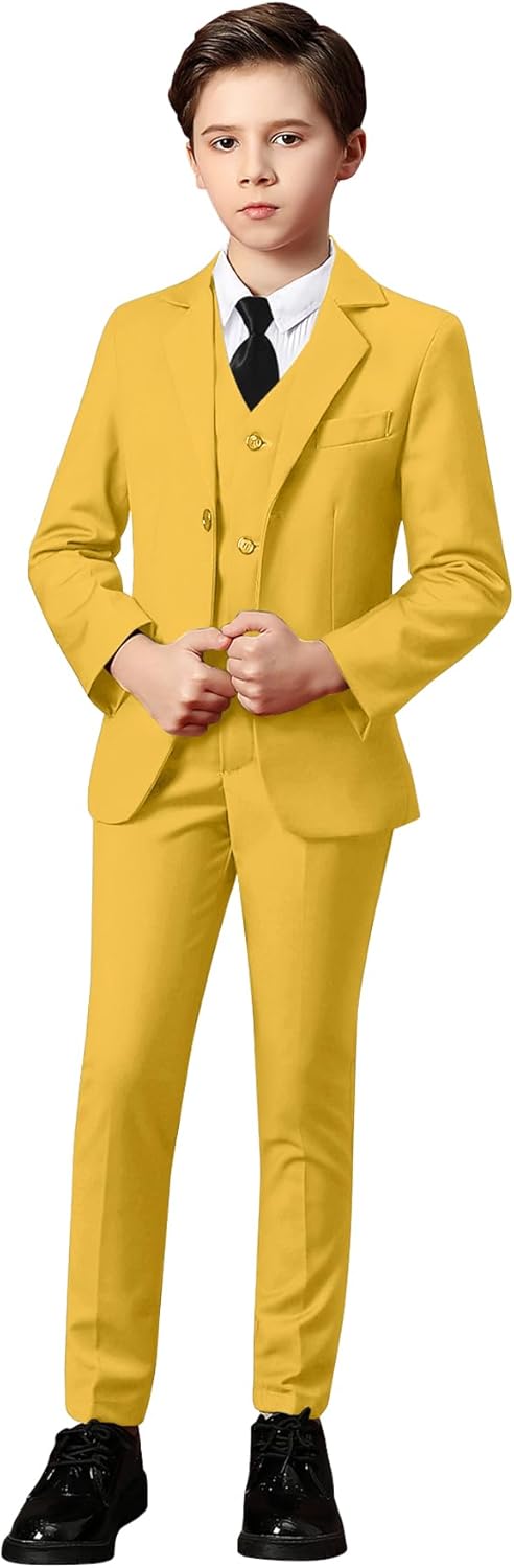 Yanlu Boys 5-Piece Suit Set with Vest, Shirt & Tie (3T)