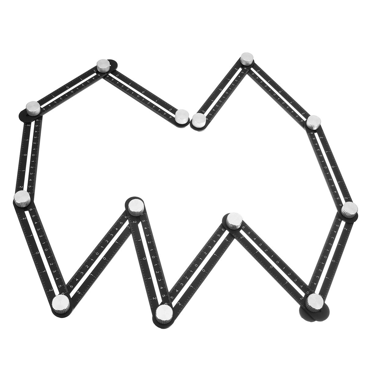 Règle de mesure multi-angles 12 côtés en alliage Outil de mesure 12 côtés Règle de pliage Règle de brique Carrelage Outils de positionnement d'angle en bois