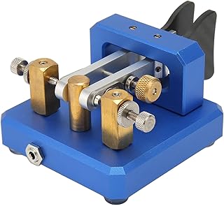 Chave de Código Morse de pá Dupla, Mini Chave de Código Morse Portátil, Chave Direta de Rádio de Ondas Curtas de Contatos Estáveis, para Acampamento ou para POTA, para SOTA, para (Azul escuro)