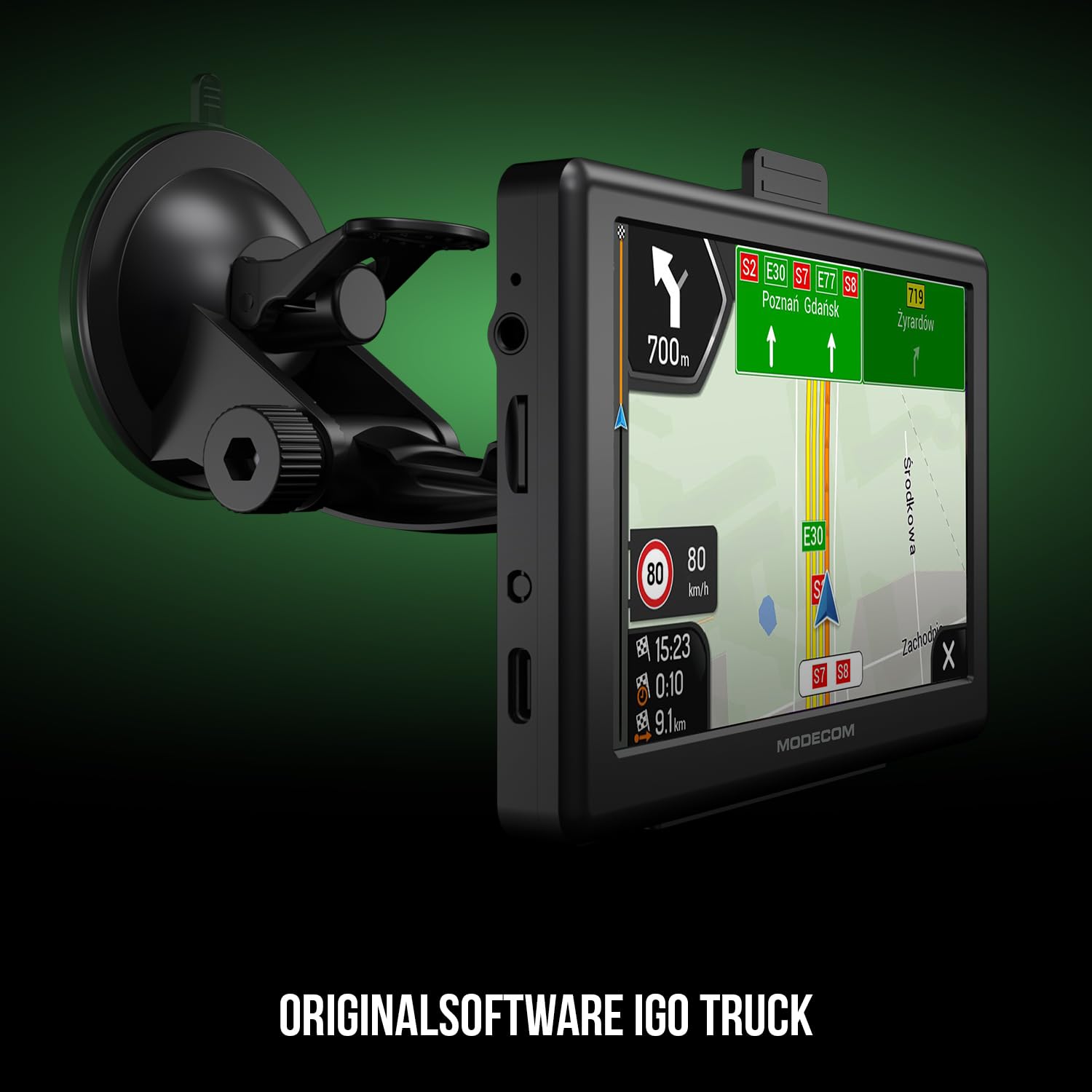 MODECOM Freeway CX 5.0 Navigationsgerät für PKW & LKW | 5 Zoll Display mit iGO Navigation Truck Europa Karten | Schneller Prozessor | Fahrspurassistent & Tempolimit