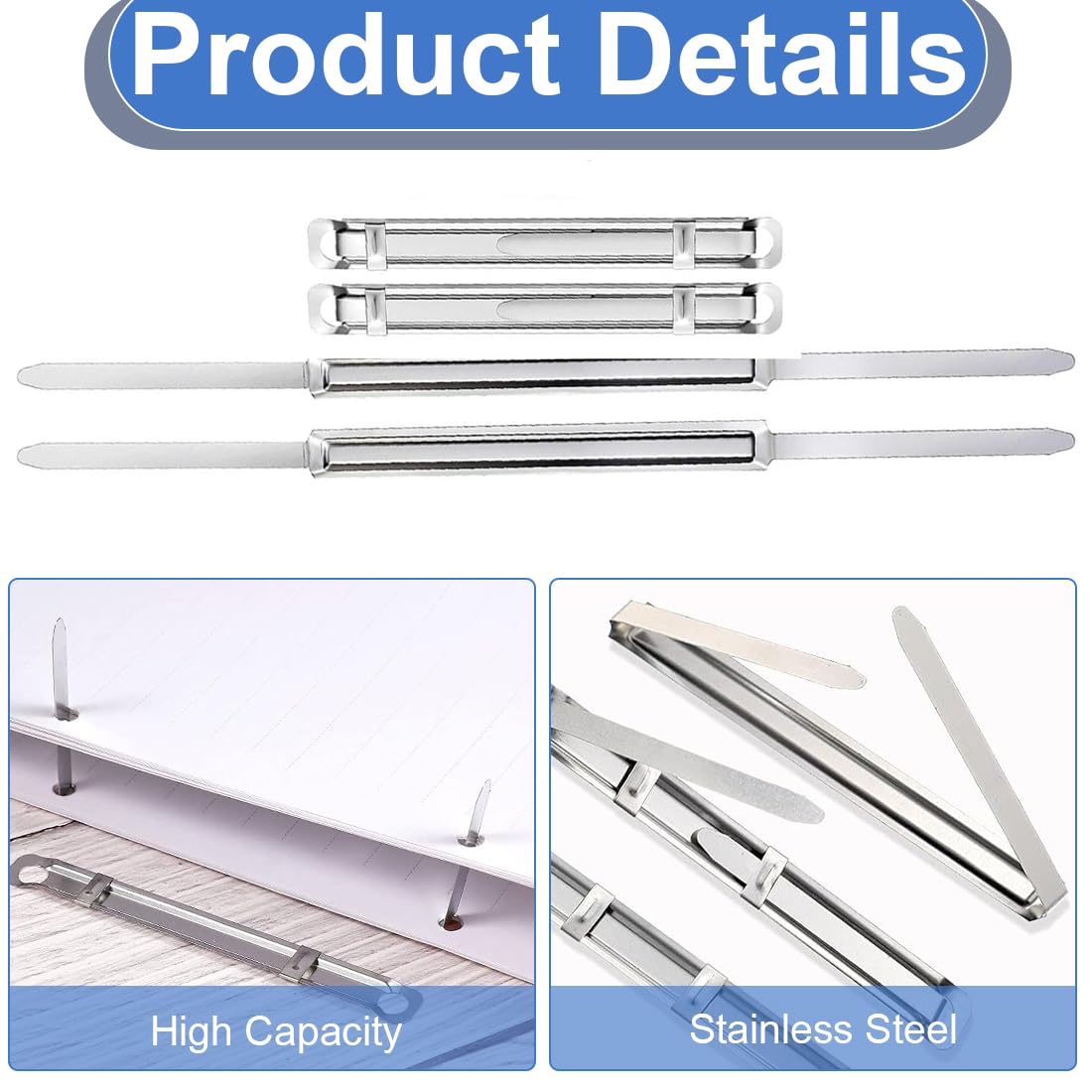 25 Clip Metalliche Per Rilegatura Fogli - Fermacarte In Acciaio Per Raccolta Documenti, 80mm - Foto 4