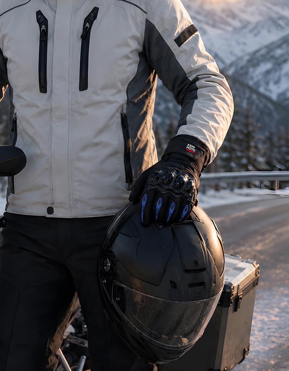 KEMIMOTO Guanti Moto Invernali Guanti da Moto Invernali per Uomo Donna, Caldi Guanti Moto Antivento con Funzione Touchscreen per Motociclismo, Sci, Ciclismo, Campeggio