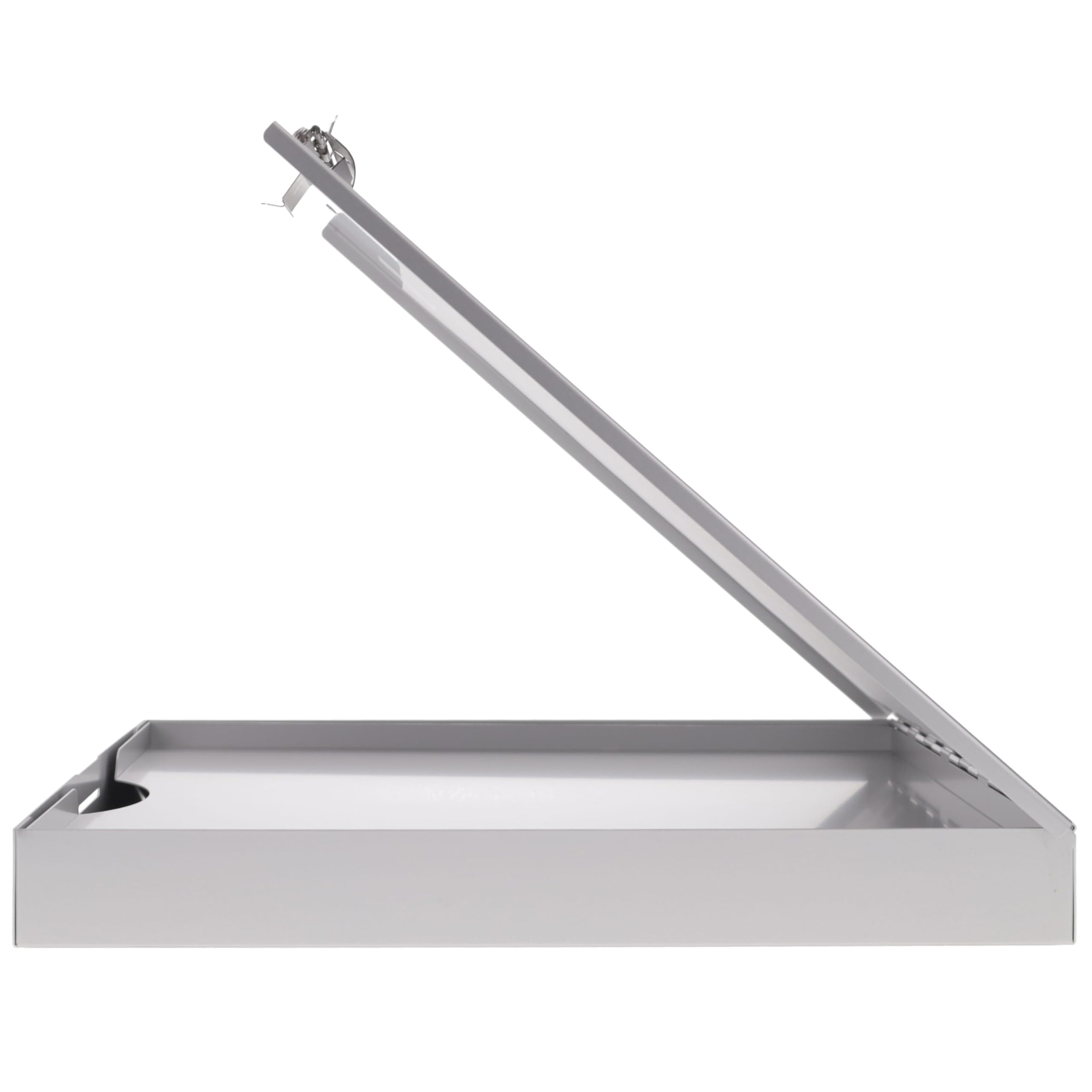 Saunders Porte-bloc en métal avec rangement, porte-bloc double couche argenté, organiseur de papier format lettre, clip en acier avec loquet autobloquant, support de formulaire pour bureau, école et