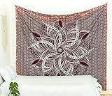 Popular Handicrafts Tapestry Wall Hanging Ombre Hippie Mandala Bohemian Hippy Intricate Indian Tapestries Bedspread 84 x 90 Inches (215cm x 230cm) Maroon & Silver