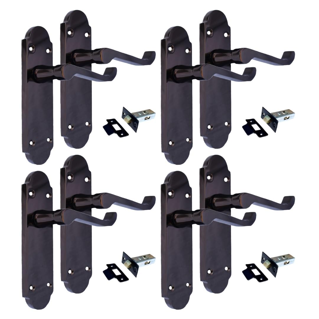 Epsom Door Handle Black Nickel Internal Door Handles - Door Handles Internal Sets Black Door Handle Set for Internal Doors Door Handle in Black 170mm x 42mm (4 Pair of Handles + Tubular Latch)