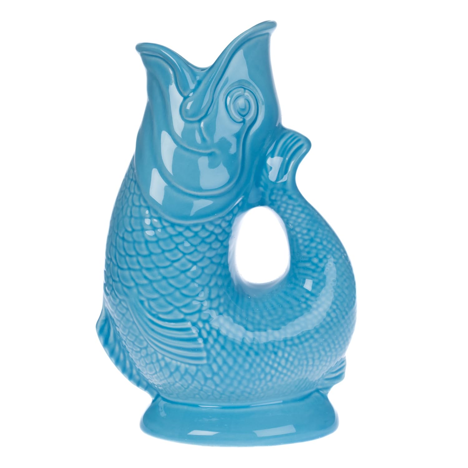 Gurgly Iconic Turquoise Glug Jug Large 28cm 1.4L – Fish Water Jug, Decorative Fish Vase, Ornament, Carafe