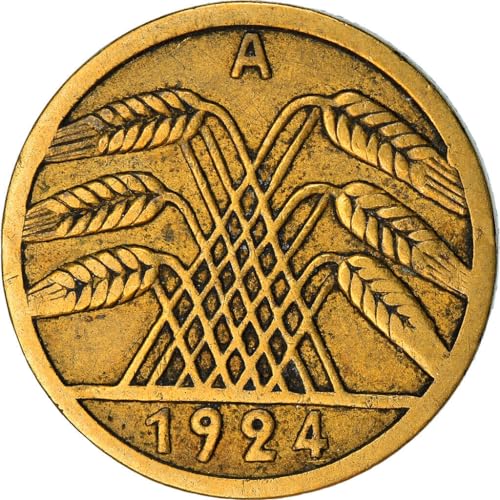 1924-1936 Weimar Era German 5 Reichspfennig Coin. Post Hyperinflation Issue,