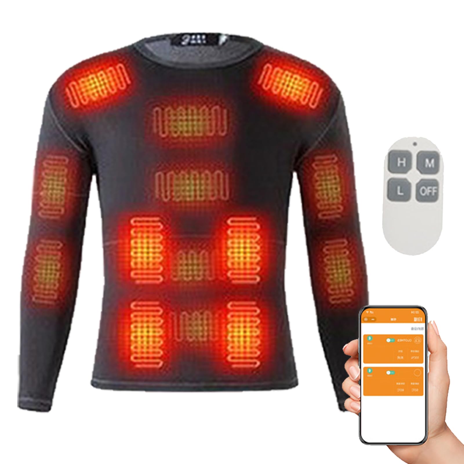 Inverni, Biancheria Intima Riscaldata, Uomo, Donna, App E Telecomando, Riscaldamento, Magliette E Pantaloni Termici per Gli Sport all'Aria Aperta