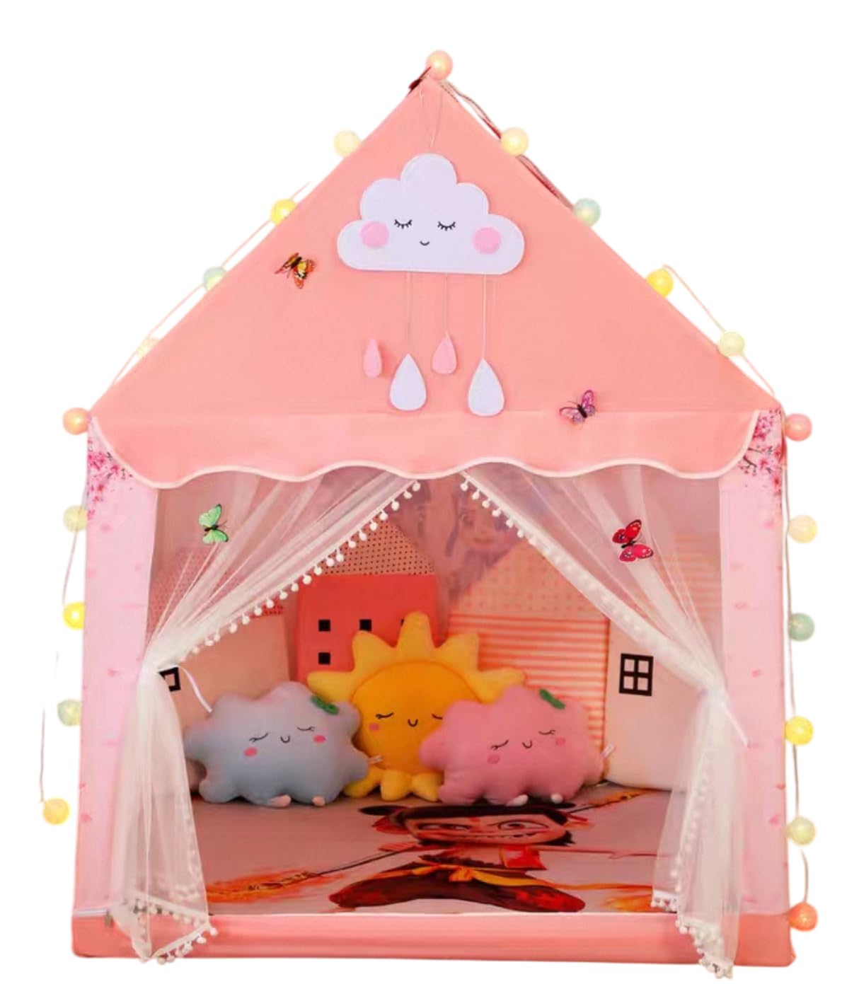 Tent Indoor Play for Girls & Boys Indoor Outdoor Portable Tent with Curtains Pretend Play Tent House for Toddlers Foldable Play Tent House for 3-10 Year Old Girls and Boys (Bahubali Tent House)-picture-12