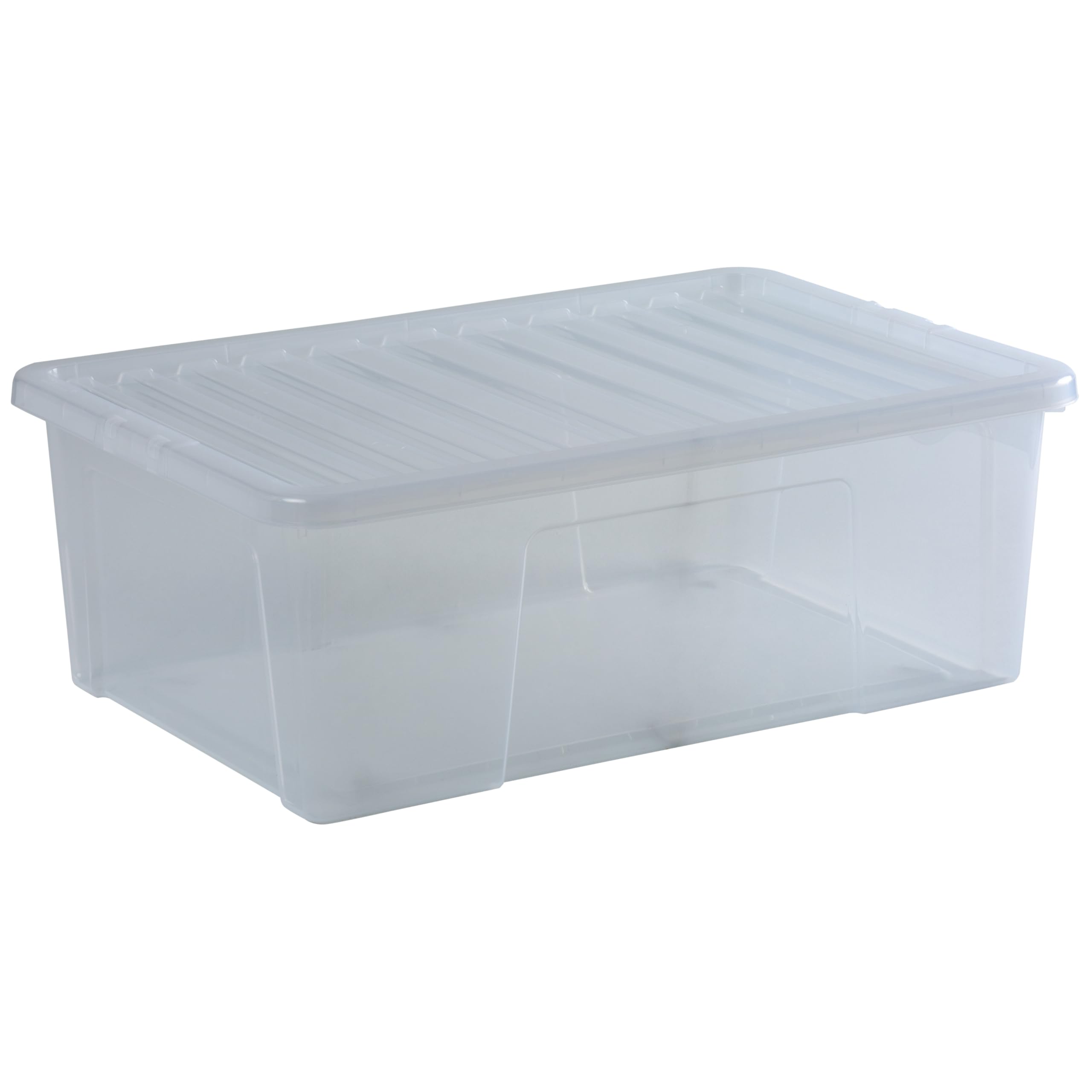 Wham Clear Crystal 68 Liter Heavy-Duty Storage Boxes - Plastic, Stackable & Nestable Design For Home And Office Organization - Space-Saving Solution, Pack Of 5 (72 X 48 X 25 Cm)