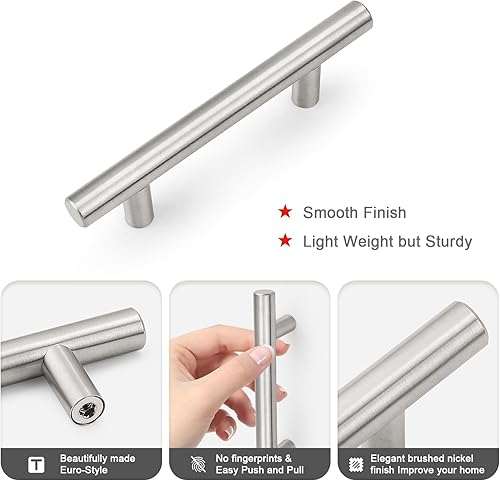 Miniatura 4 de Manijas de acero inoxidable de estilo europeo para puertas y cajones de muebles de cocina, disponibles en diferentes tamaños y paquetes